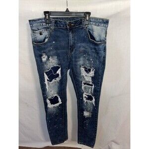 Grindhouse Denim Men’s Distressed Jeans Size 34x33 Blue Streetwear Grunge City